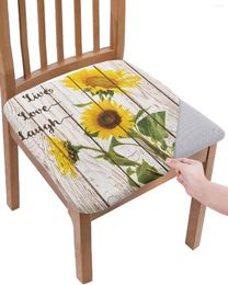 Chair Covers Farm Rustic Vintage Wood Texture Sunflowers Elastic Seat Cover For Slipcovers Home Protector Stretch