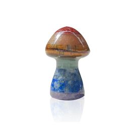 Stone 7 Chakra Rainbow Mushroom Shape Reiki Natural 36X22Mm Crystal Polishing Quartz Yoga Energy Bead Healing Decoration Vipjewel Dr Dhn8C