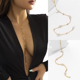 Pendant Necklaces Sexy Long Tassel Eyes Sequin Necklace Imitation Pearl Single-layer Y-shaped