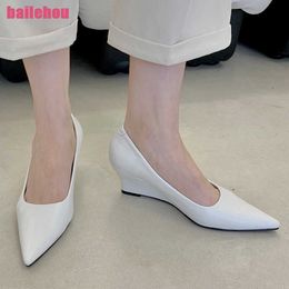 Dress Shoes Women Pumps Casual Outside High Heels 2023 Spring New In Footwear Summer Fashion Sandals Pointed Toe Luxury Wedges Slides L230216