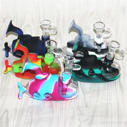 submarine silicone water pipes hookahs dab rigs tobacco oil bubbler bongs with bowls glass reclaim catchers