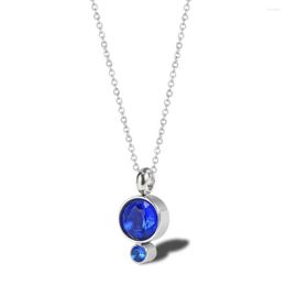 Pendant Necklaces Stainless Steel Fashion Delicate Women Round Colorful Stones Zircon Necklace Thin Gift For Him