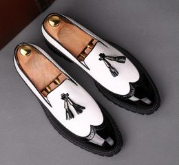 Dress Shoes Mens Gold Tassel Loafers Flat Brand Top Men's Leather Wedding Men Casual Moccasins Zapatos Hombre EUR38-44
