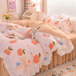 Bedding sets Princess style bed four-piece set Korean bedding quilt cover three-piece bowknot quilt cover girl style four-piece bedroom set