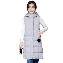 Women's Vests Fashion Women Vest Padded Cotton Down Autumn Elegant Thick Warm Long For Daily Wear Winter Jacket Black XXXL