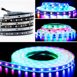 RGB IC2811 Dream Color LED Strip 60LEDs/m Pixels 30LEDs Non-Waterproof White PCB Flexible DC12V Chasing Effect Bedroom Desk Home Decorations crestech