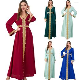 Ethnic Clothing Moroccan Caftan Muslim Long Dress Women Full Sleeve Autumn Islamic Clothes Arab Abaya Eid Turkey Dubai Middle East Robe