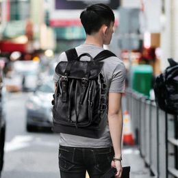 Backpack Men's Men Laptop PU Leather Backpacks For Teenagers School Bag Luxury Designer Casual Travel Bags Soft Handle