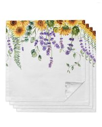 Table Napkin Spring Eucalyptus Sunflower Set Wedding Banquet Cloth Soft Tea Towels Dinner Handkerchief