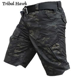 Men's Shorts Summer Tactical Cargo Shorts Men Military Paintball Camouflage Waterproof Pants Army Airsoft Multi Pocket Cotton Shorts Z0216