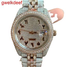 Wristwatches Luxury Custom Bling Iced Out Watches White Gold Plated Moiss anite Diamond Watchess 5A high quality replication Mechanical 8O8W 62BE00