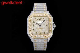 Wristwatches Luxury Custom Bling Iced Out Watches White Gold Plated Moiss anite Diamond Watchess 5A high quality replication Mechanical 013B MP6666888