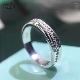 Cluster Rings IOGOU Fashion 925 Sterling Silver Half Eternity Band Ring For Women Sona Engagement Simulated Diamond Jewellery