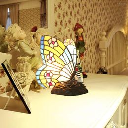 Table Lamps Stained Glass Butterflies Light Room Adornments UK Plug Desk Lamp