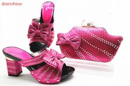 Kleid Schuhe doershow Fuchsia und Tasche passend zum italienischen Sommer-Set im afrikanischen Stil Italien Damen-Sets STN132 230216