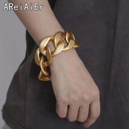 Bangle Fashion Matte Gold Color Metal Chain Bracelet 2023 Exaggerated Hip Hop Casual Fashionable Punk Thick Chunky Party