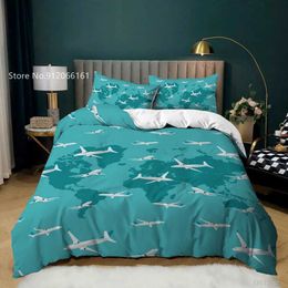 Bedding sets Cartoon Airplane Bedding Sets 3D Print Colorful Home Textile Duvet Quilt Cover Set Single Queen King Bed Linen (No Sheets) Decor