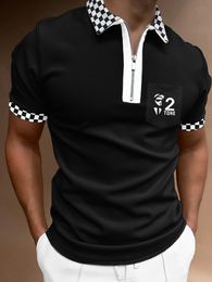 Men's Polos Fashion Casual polo shirts Men Short Sleeve Turn-down Collar Zipper Design Tops Harajuku Men's Streetwear camisas de hombre 230217