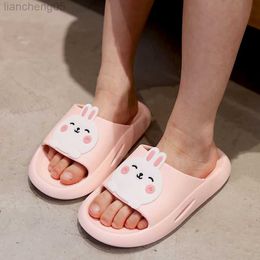 Slipper Pink Rabbit Cartoon Children Slippers Summer Soft Sole Indoor Bathroom Shoes Boy Girl Non-Slip Comfort Home Slippers Baby Shoes W0217