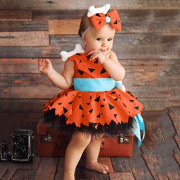 Girls Dresses Elegant Halloween Toddler Kids Caveman Costume Dog Bones Historical Cavegirl Mesh Tulle Princess Party Outfits 230217