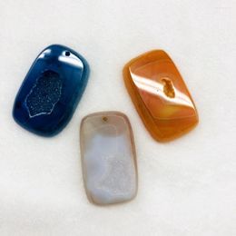 Pendant Necklaces Wholesale Faceted Geode Chalcedony Agate Mixed 10pcs/lot For Necklace Approx 35-50mm Rectangle