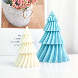 Candles Large Geometric Spinning Pine Silicone Candle Mold Handmade Christmas Tree Aromatherapy Gypsum Resin Soap Mould Home Decor Gifts 230217