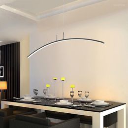 Pendant Lamps Nordic Restaurant Teahouse Lamp Modern Dining Table Arc Line Led Bedroom Bedside Study Reading Chandelier