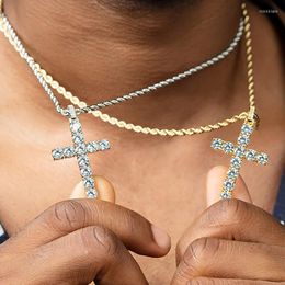 Pendant Necklaces HipHop Cross Necklace For Men Iced Out Zircon Women Chain Choker On Neck Punk Jewelry Accessories OHP003