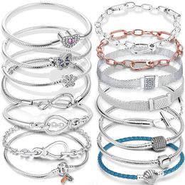 925 Sterling Silber Neue Mode Frauen Herz Schlangenkette Armband, Unendlicher Knoten, Schleife, Unendliche Schnalle, Armband, Luxus Schmuck