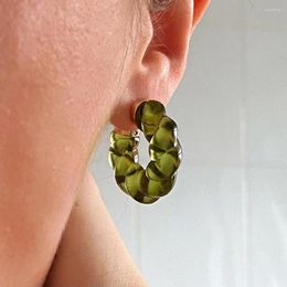 Hoop Earrings 2023Trendy Transparent Resin Twist For Women Girls High Quality Geometric Irregular Metal Acrylic Jewellery