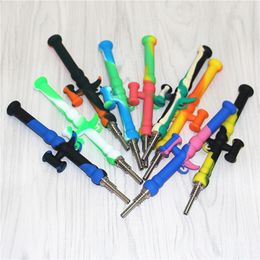 Silicone Nectar 10mm Nectar Straw Pipe with GR2 Titanium Nail Tips Dab Rig Glass Carb Caps Oil Rigs