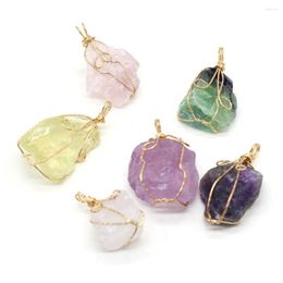 Pendant Necklaces Natural Stone Rock Pendants Golden Wire Wrap Amethysts Citrines Crystal For Jewellery Making Earring Necklace Reiki Heal