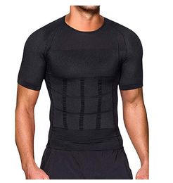 Mens T-Shirts Body Slim Lift Body Shapers Corrective Posture Shirt Slimming Belt Belly Fat Burning Compression Corset