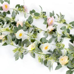 Decorative Flowers 2m Artificial Flower Rose Ivy Vine Silk Eucalyptus Leaves Garland Rattan For Home Garden Hanging Decor Wedding Party Arch