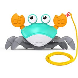 Baby Bath Toys for Toddler Wind Up Swimming Walking Crab Pulling Birthday Gifts for Boys Girls Cute Cartoon Crabs Toy with Cord to Pull and Play