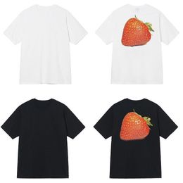 Mens T Shirts and Womens Short Sleeved Strawberry Plush Dice Printed Cotton Round Neck Loose