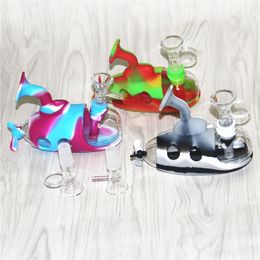 Submarine Portable Silicone Water Pipes Bongs Hookahs With 14mm Bowl Glass Dab Oil Rigs Smoking Accessories