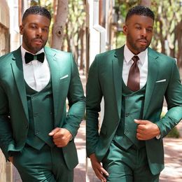 Men's Suits Classic Formal Wedding Men There-Pieces Coat Pants And Vest Green Waistcoat Custom Made Groom Costume Homme Italien