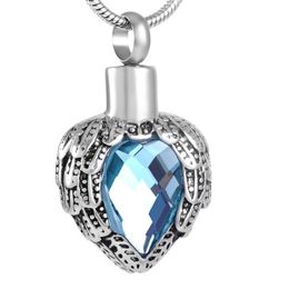 Pendant Necklaces Birthstone Heart Silver Big Crystal Necklace Ashes Urn Memorial Keepsake Souvenir Jewelry For Women Girls Wholesale