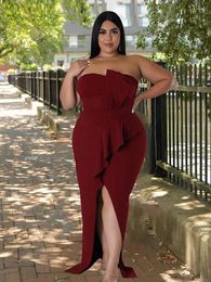 Plus Size Dresses Evening Dress Solid Colour Chic And Elegant Woman Sexy Strapless Bodycon Wholesale Bulk Drop