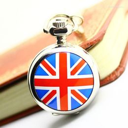 Pocket Watches Arrive Small Size Enamel Watch Necklace For Xmas Gift Relogio De Bolso British Flag