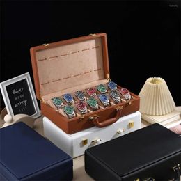 Watch Boxes 12 Slots Luxury Suitcase Storage Case Business Exhibition High-Grade Display Leather Collection