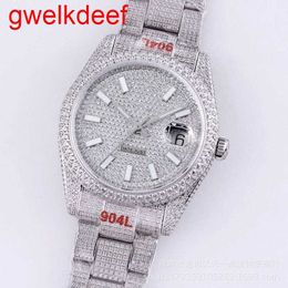 Wristwatches Luxury Custom Bling Iced Out Watches White Gold Plated Moiss anite Diamond Watchess 5A high quality replication Mechanical UZBL 66600