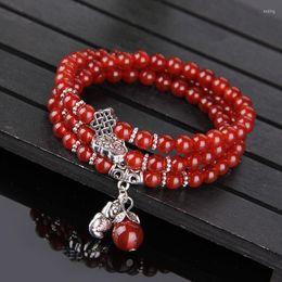 Charm Bracelets 6mm Natural Red Agate Beaded Bracelet Lucky Pi Xiu Fashion Buddhism Yoga Jewellery For Men And Woman