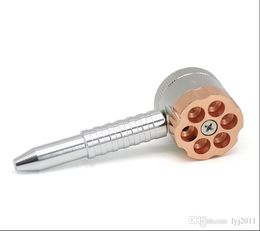 Smoking Pipes 6 Hole revolver pistol metal grinder with handle, manual cigarette grinder.