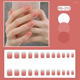 False Nails Gradient Sweet Short Press On Elegant Fingernails Stickers 24PCS Artificial Manicure Salon DIY Art