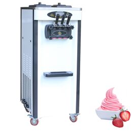 Commercial Soft Serve Ice Cream Machine Electric LCD Panel Three Flavours Genius Ice Cream Maker Stainless Steel 2000W