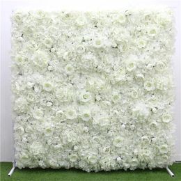 Party Decoration White Rose Artificial Flowers Wall For Home Birthday Backdrop Anniversaire Celebration Wedding Customised