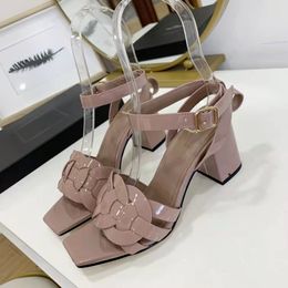 Famous Design Free postage Brand Women Chunky Heel sandal shoes luxury designer shoes black tribute genuine leather sandals slide fashion footwear