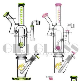 Smoking Pipes Double Head Glass Beaker Coloured Bong Dab Rig Water Bowl Bongs Heady Bubbler Herb Black Pipe Wax Oil Rigs For Christma Dhur7